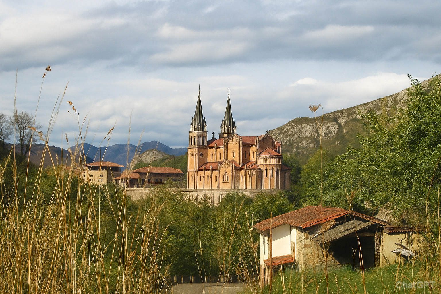 Covadonga con hierba para desbrozar